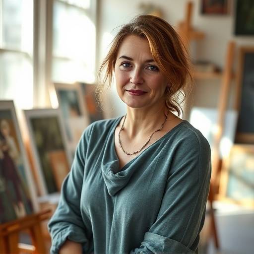 Sofie Lund i sit atelier under optagelse
